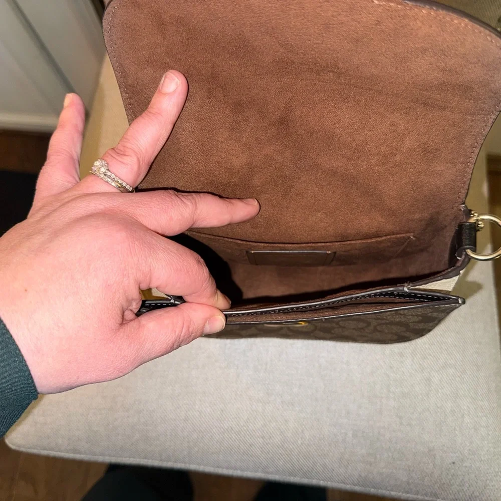 COACH Morgan Saddle Bag in Colorblock Signature Canvas with Gold-Tone Hardware - Picture 10 of 15